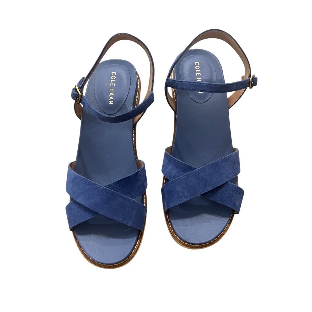 Cole Haan Womens Wedge Espadrille Sandals Blue Ankle Strap Size 7.5 - Picture 3 of 9